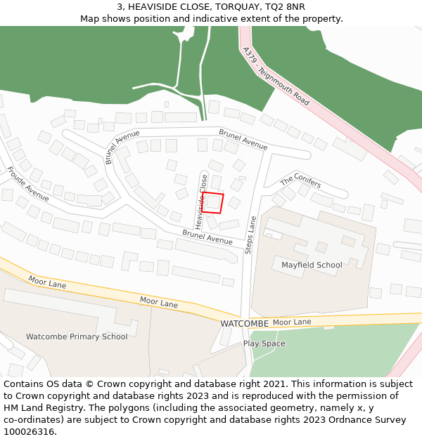 3, HEAVISIDE CLOSE, TORQUAY, TQ2 8NR: Location map and indicative extent of plot