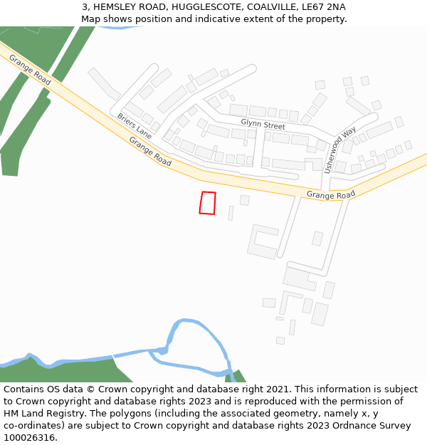 3, HEMSLEY ROAD, HUGGLESCOTE, COALVILLE, LE67 2NA: Location map and indicative extent of plot