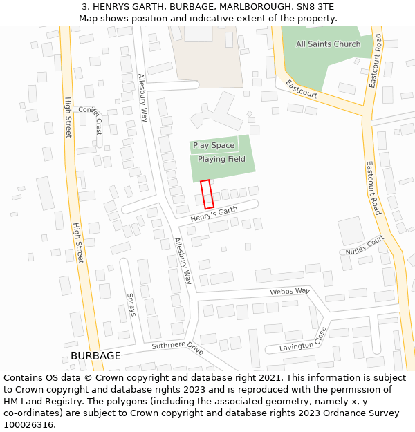 3, HENRYS GARTH, BURBAGE, MARLBOROUGH, SN8 3TE: Location map and indicative extent of plot