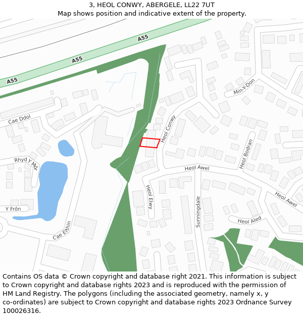 3, HEOL CONWY, ABERGELE, LL22 7UT: Location map and indicative extent of plot