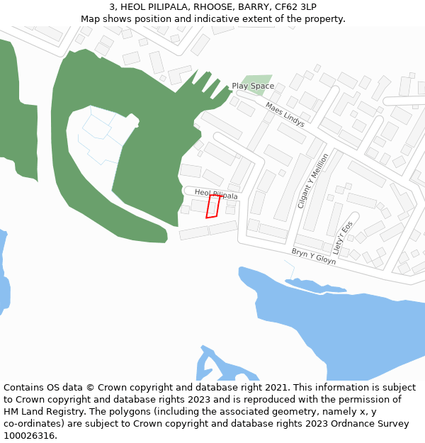 3, HEOL PILIPALA, RHOOSE, BARRY, CF62 3LP: Location map and indicative extent of plot