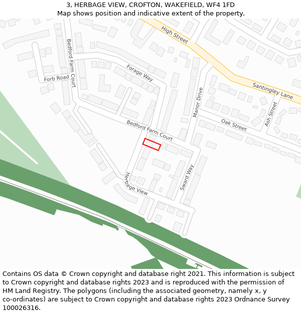 3, HERBAGE VIEW, CROFTON, WAKEFIELD, WF4 1FD: Location map and indicative extent of plot