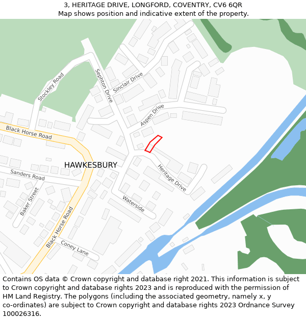 3, HERITAGE DRIVE, LONGFORD, COVENTRY, CV6 6QR: Location map and indicative extent of plot