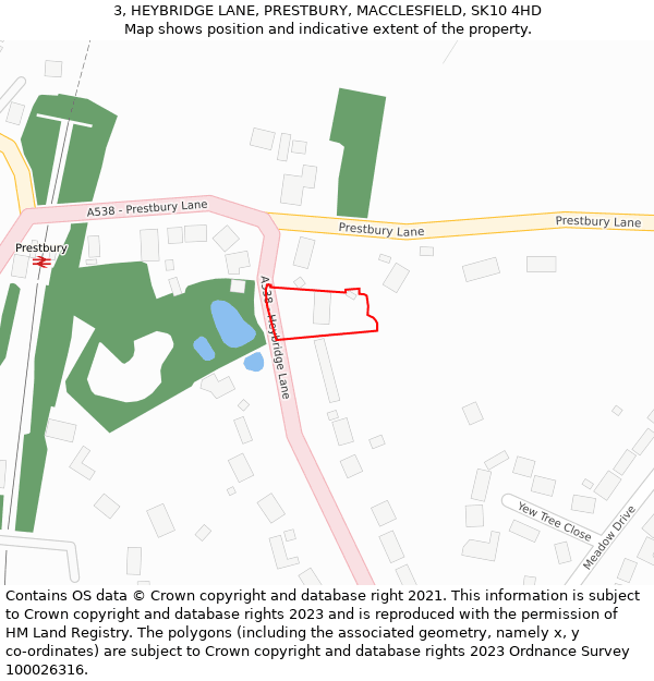 3, HEYBRIDGE LANE, PRESTBURY, MACCLESFIELD, SK10 4HD: Location map and indicative extent of plot