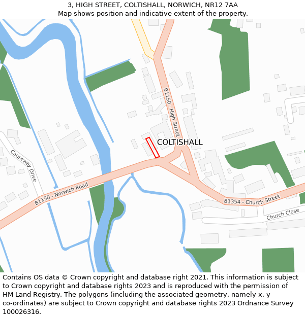 3, HIGH STREET, COLTISHALL, NORWICH, NR12 7AA: Location map and indicative extent of plot