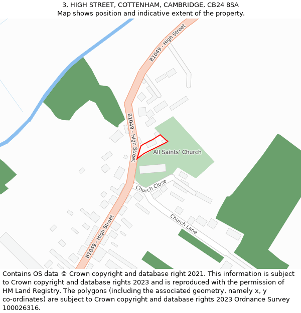 3, HIGH STREET, COTTENHAM, CAMBRIDGE, CB24 8SA: Location map and indicative extent of plot