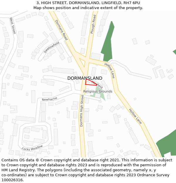 3, HIGH STREET, DORMANSLAND, LINGFIELD, RH7 6PU: Location map and indicative extent of plot