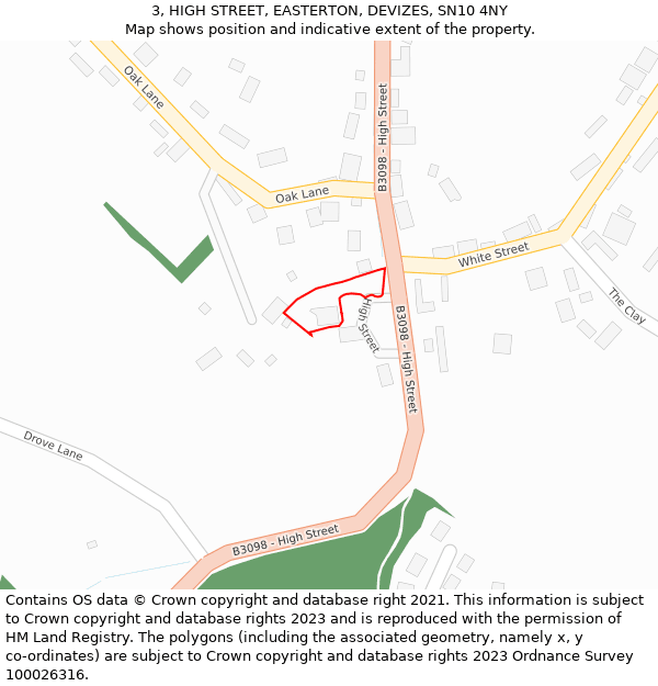 3, HIGH STREET, EASTERTON, DEVIZES, SN10 4NY: Location map and indicative extent of plot