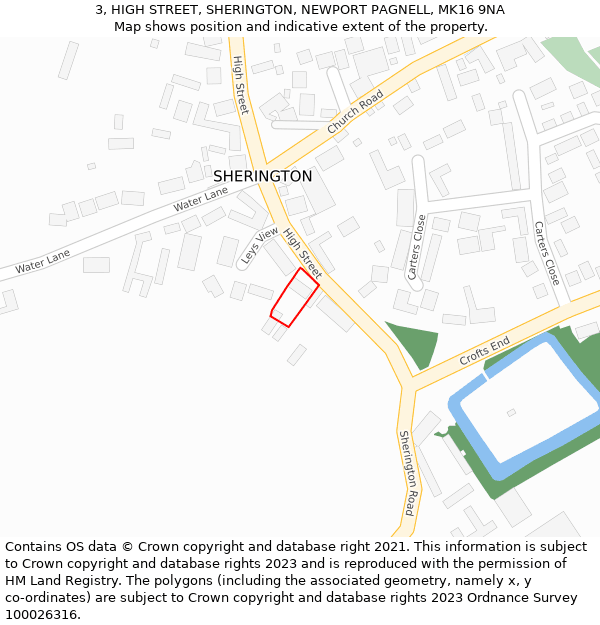 3, HIGH STREET, SHERINGTON, NEWPORT PAGNELL, MK16 9NA: Location map and indicative extent of plot