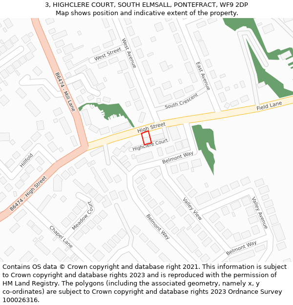 3, HIGHCLERE COURT, SOUTH ELMSALL, PONTEFRACT, WF9 2DP: Location map and indicative extent of plot