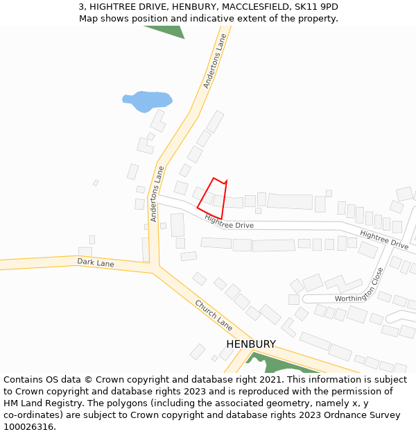 3, HIGHTREE DRIVE, HENBURY, MACCLESFIELD, SK11 9PD: Location map and indicative extent of plot