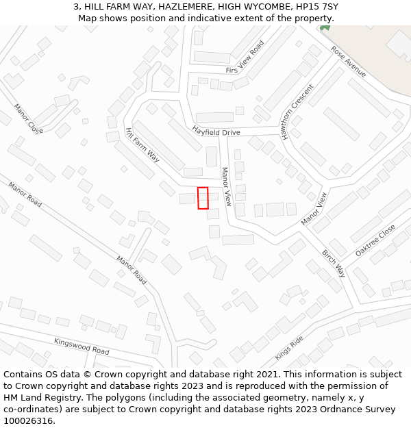 3, HILL FARM WAY, HAZLEMERE, HIGH WYCOMBE, HP15 7SY: Location map and indicative extent of plot