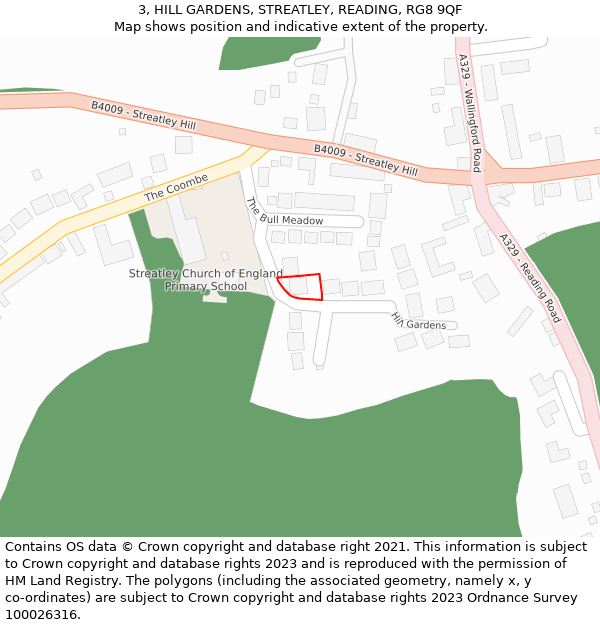 3, HILL GARDENS, STREATLEY, READING, RG8 9QF: Location map and indicative extent of plot