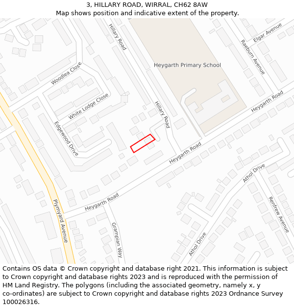 3, HILLARY ROAD, WIRRAL, CH62 8AW: Location map and indicative extent of plot