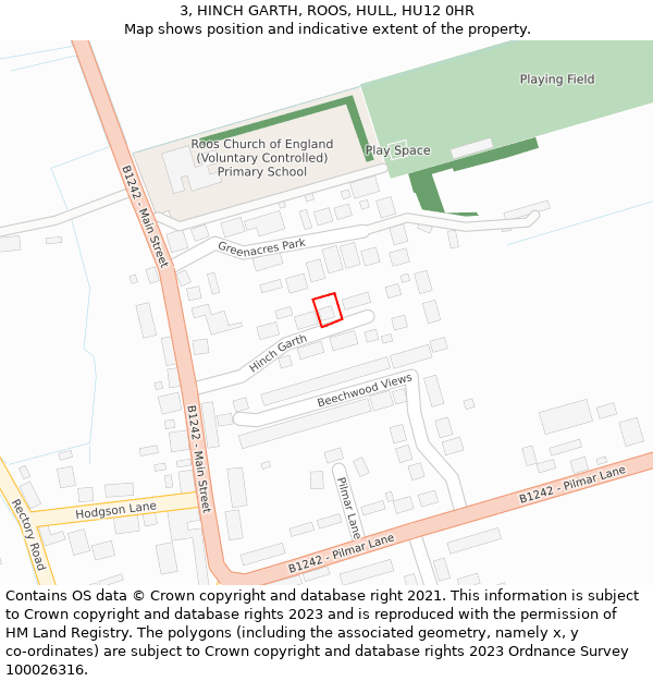 3, HINCH GARTH, ROOS, HULL, HU12 0HR: Location map and indicative extent of plot