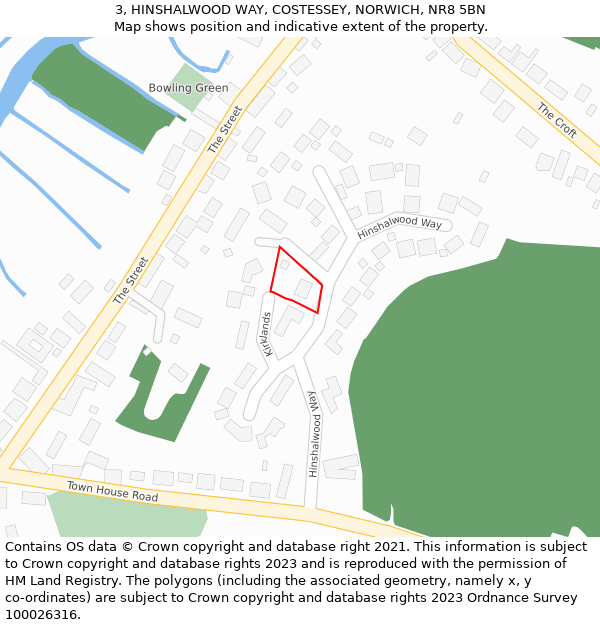 3, HINSHALWOOD WAY, COSTESSEY, NORWICH, NR8 5BN: Location map and indicative extent of plot