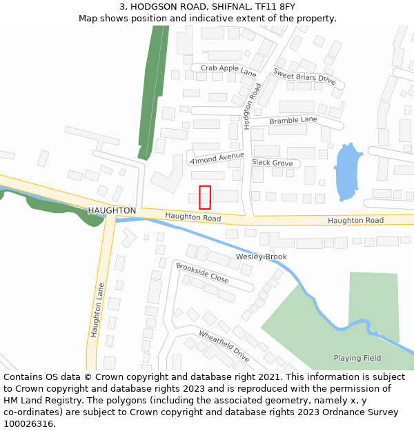 3, HODGSON ROAD, SHIFNAL, TF11 8FY: Location map and indicative extent of plot