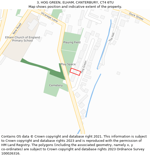 3, HOG GREEN, ELHAM, CANTERBURY, CT4 6TU: Location map and indicative extent of plot