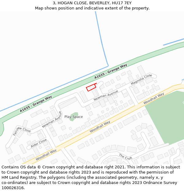 3, HOGAN CLOSE, BEVERLEY, HU17 7EY: Location map and indicative extent of plot