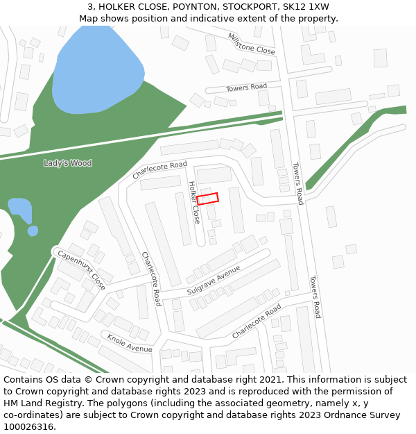 3, HOLKER CLOSE, POYNTON, STOCKPORT, SK12 1XW: Location map and indicative extent of plot