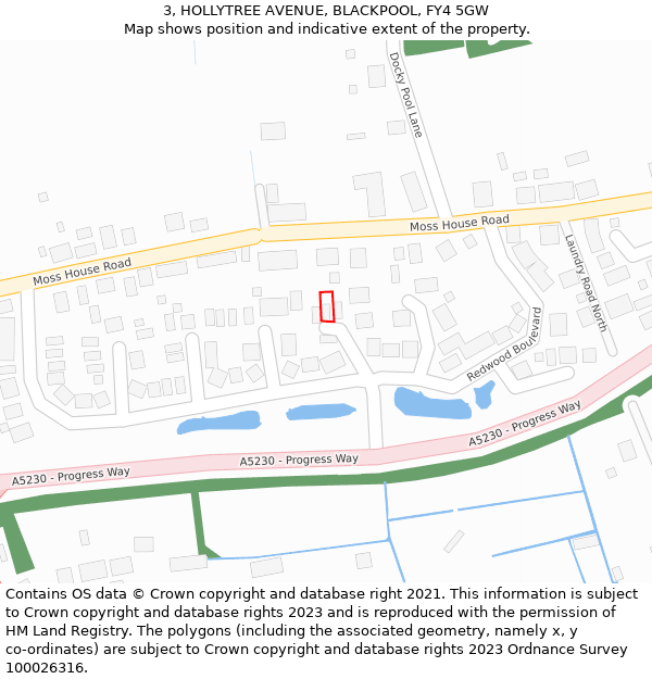 3, HOLLYTREE AVENUE, BLACKPOOL, FY4 5GW: Location map and indicative extent of plot