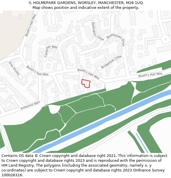 3, HOLMEPARK GARDENS, WORSLEY, MANCHESTER, M28 1UQ: Location map and indicative extent of plot