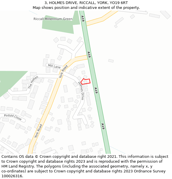 3, HOLMES DRIVE, RICCALL, YORK, YO19 6RT: Location map and indicative extent of plot