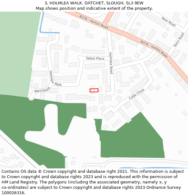 3, HOLMLEA WALK, DATCHET, SLOUGH, SL3 9EW: Location map and indicative extent of plot