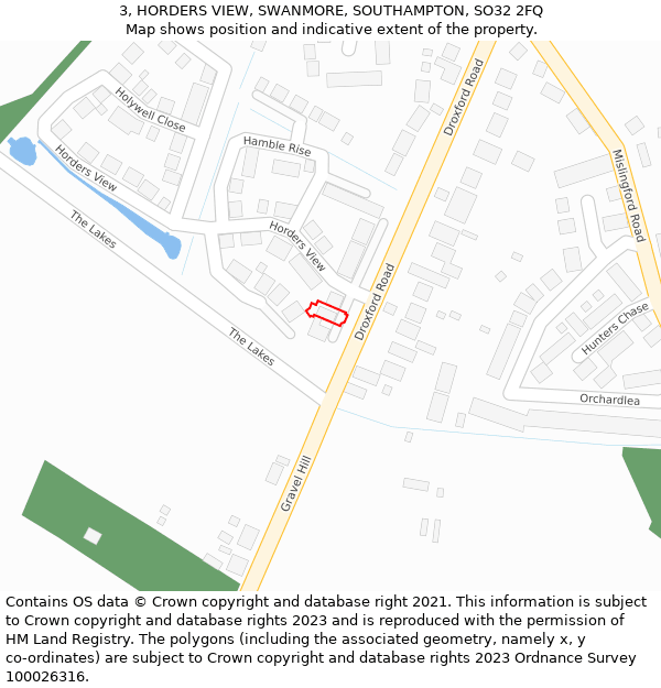 3, HORDERS VIEW, SWANMORE, SOUTHAMPTON, SO32 2FQ: Location map and indicative extent of plot