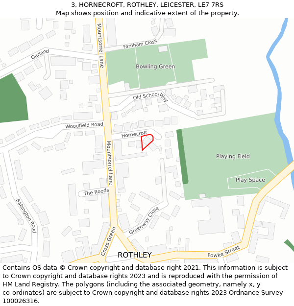 3, HORNECROFT, ROTHLEY, LEICESTER, LE7 7RS: Location map and indicative extent of plot