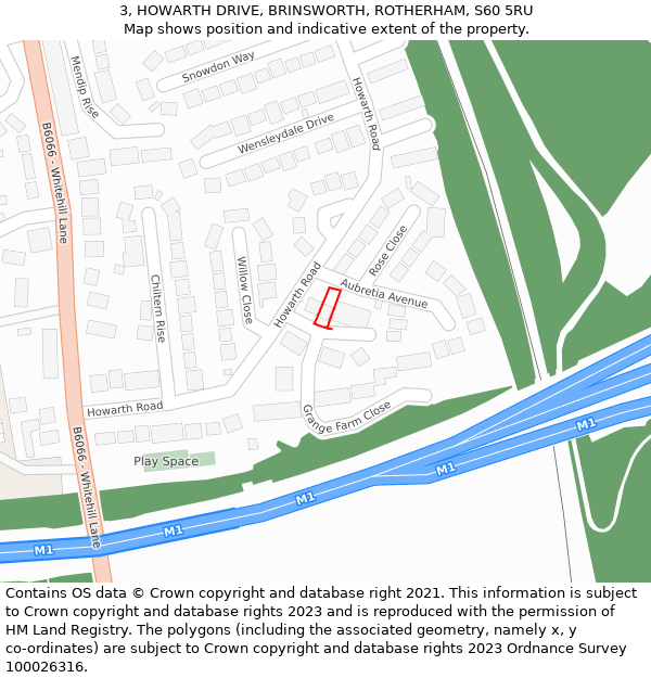 3, HOWARTH DRIVE, BRINSWORTH, ROTHERHAM, S60 5RU: Location map and indicative extent of plot