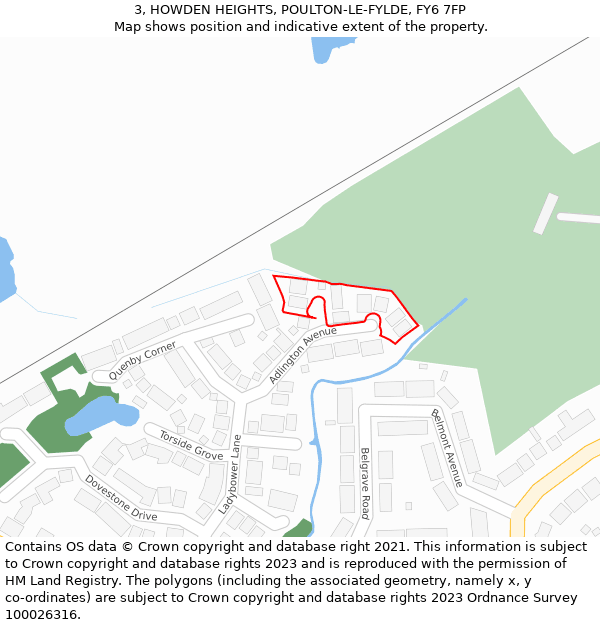 3, HOWDEN HEIGHTS, POULTON-LE-FYLDE, FY6 7FP: Location map and indicative extent of plot