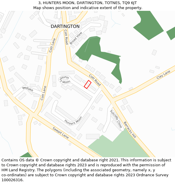 3, HUNTERS MOON, DARTINGTON, TOTNES, TQ9 6JT: Location map and indicative extent of plot