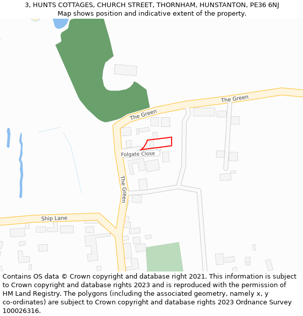 3, HUNTS COTTAGES, CHURCH STREET, THORNHAM, HUNSTANTON, PE36 6NJ: Location map and indicative extent of plot