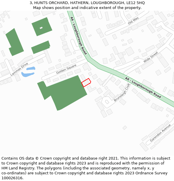 3, HUNTS ORCHARD, HATHERN, LOUGHBOROUGH, LE12 5HQ: Location map and indicative extent of plot