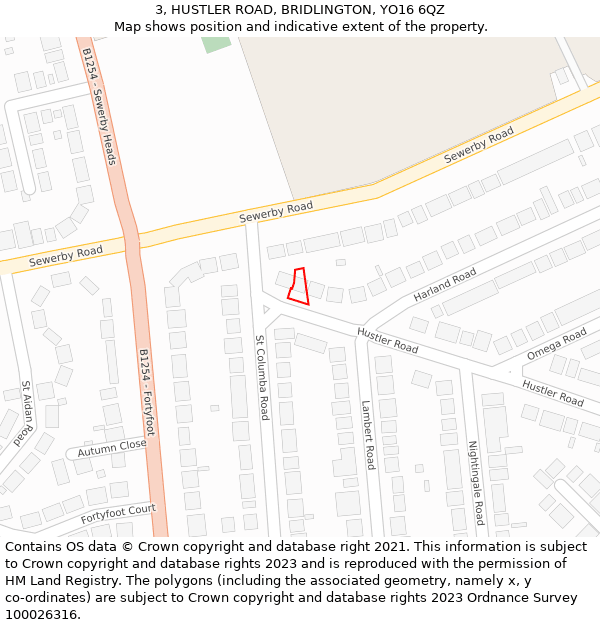 3, HUSTLER ROAD, BRIDLINGTON, YO16 6QZ: Location map and indicative extent of plot