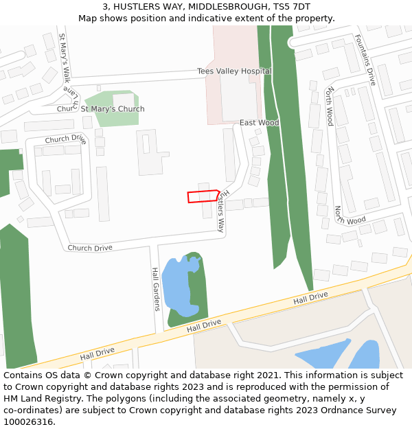 3, HUSTLERS WAY, MIDDLESBROUGH, TS5 7DT: Location map and indicative extent of plot