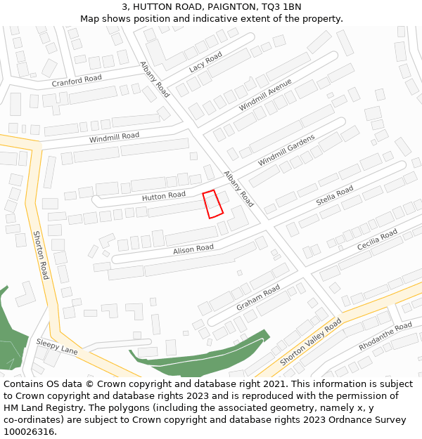 3, HUTTON ROAD, PAIGNTON, TQ3 1BN: Location map and indicative extent of plot