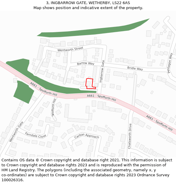 3, INGBARROW GATE, WETHERBY, LS22 6AS: Location map and indicative extent of plot