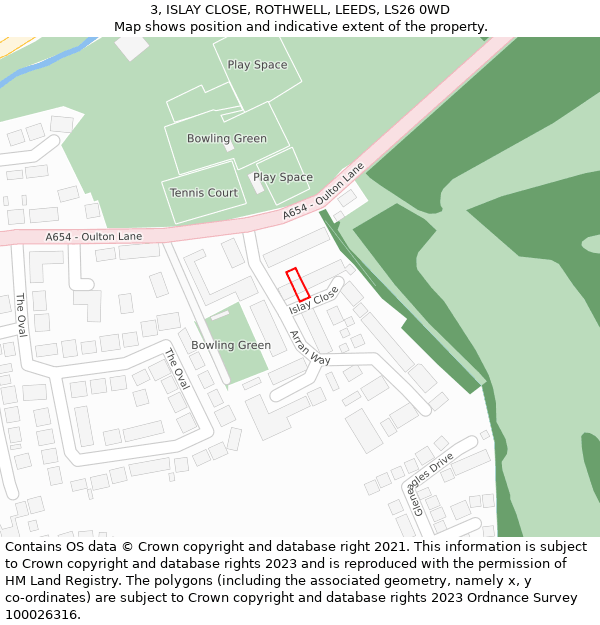 3, ISLAY CLOSE, ROTHWELL, LEEDS, LS26 0WD: Location map and indicative extent of plot