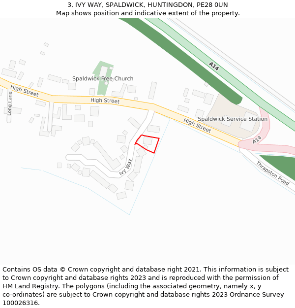 3, IVY WAY, SPALDWICK, HUNTINGDON, PE28 0UN: Location map and indicative extent of plot