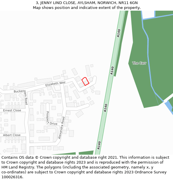 3, JENNY LIND CLOSE, AYLSHAM, NORWICH, NR11 6GN: Location map and indicative extent of plot