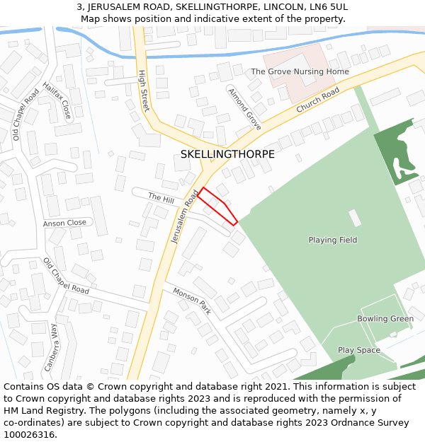 3, JERUSALEM ROAD, SKELLINGTHORPE, LINCOLN, LN6 5UL: Location map and indicative extent of plot