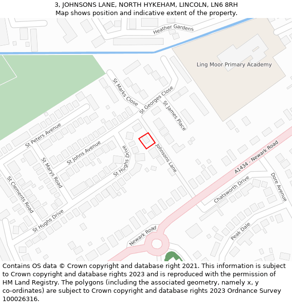 3, JOHNSONS LANE, NORTH HYKEHAM, LINCOLN, LN6 8RH: Location map and indicative extent of plot