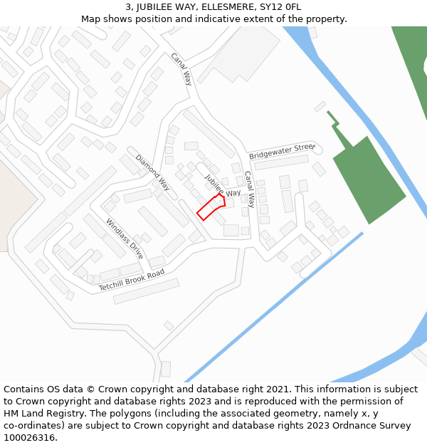 3, JUBILEE WAY, ELLESMERE, SY12 0FL: Location map and indicative extent of plot