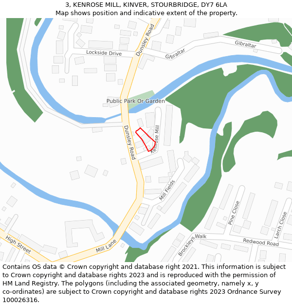 3, KENROSE MILL, KINVER, STOURBRIDGE, DY7 6LA: Location map and indicative extent of plot