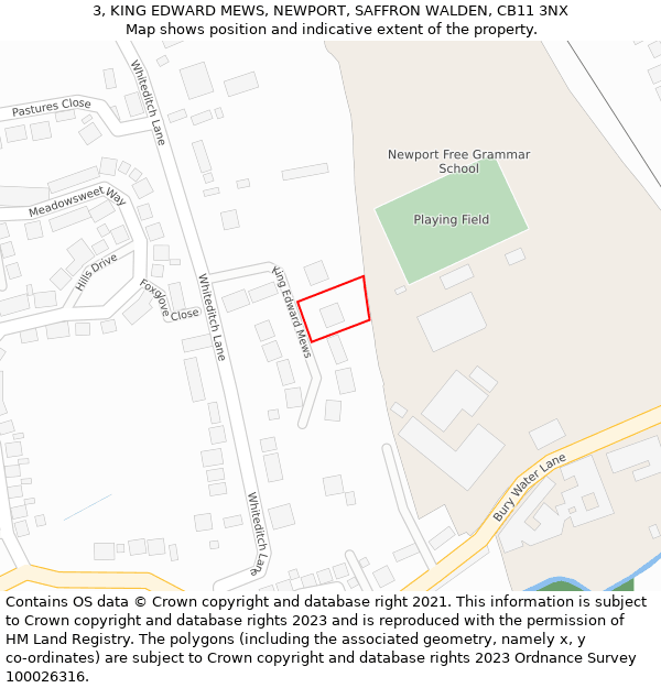 3, KING EDWARD MEWS, NEWPORT, SAFFRON WALDEN, CB11 3NX: Location map and indicative extent of plot