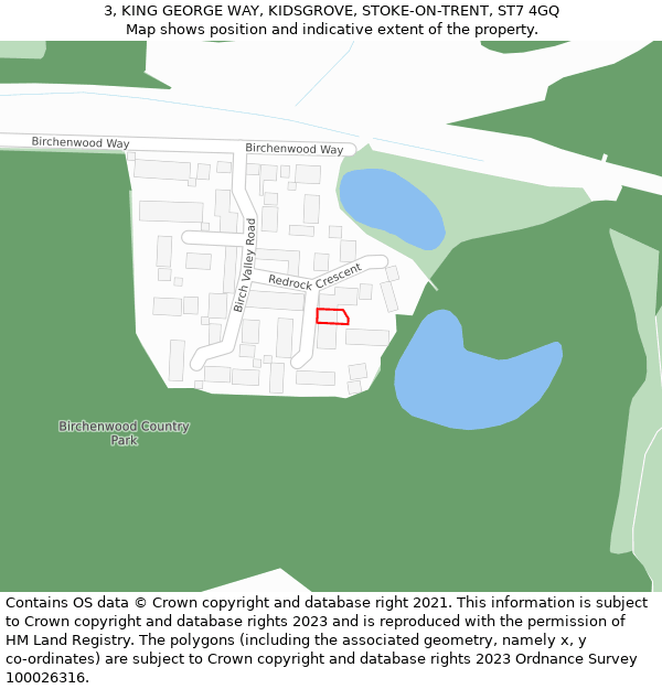 3, KING GEORGE WAY, KIDSGROVE, STOKE-ON-TRENT, ST7 4GQ: Location map and indicative extent of plot