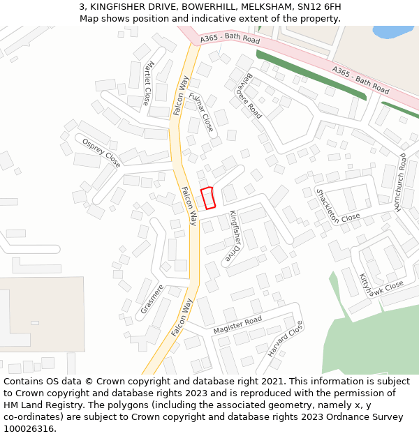 3, KINGFISHER DRIVE, BOWERHILL, MELKSHAM, SN12 6FH: Location map and indicative extent of plot