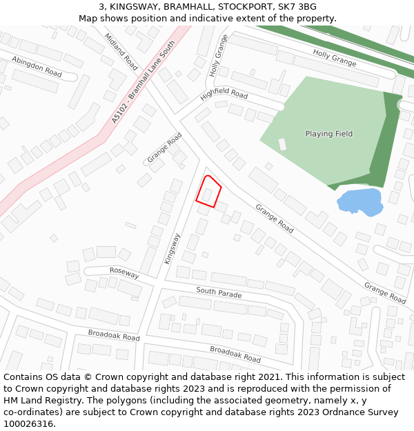 3, KINGSWAY, BRAMHALL, STOCKPORT, SK7 3BG: Location map and indicative extent of plot